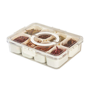 Divided Serving Tray with Lid and Handle 8 Compartment Snackle Box Container