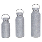 Bling Water Bottle Rhinestone Diamond Stainless Steel Glitter Insulated Bottle Vacuum Flask Sparkling Thermal Bottle with Chain Refillable Water Bottles for Women