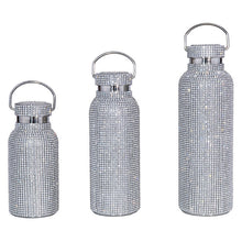 Load image into Gallery viewer, Bling Water Bottle Rhinestone Diamond Stainless Steel Glitter Insulated Bottle Vacuum Flask Sparkling Thermal Bottle with Chain Refillable Water Bottles for Women
