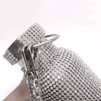 Bling Water Bottle Rhinestone Diamond Stainless Steel Glitter Insulated Bottle Vacuum Flask Sparkling Thermal Bottle with Chain Refillable Water Bottles for Women