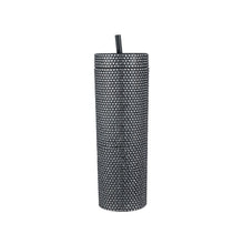 Load image into Gallery viewer, Bling Skinny Tumbler with Lids and Straws 16 oz Rhinestone Acrylic Tumblers Bulk Double Wall Plastic Water Bottles Reusable Diamond Cups
