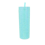 Bling Skinny Tumbler with Lids and Straws 16 oz Rhinestone Acrylic Tumblers Bulk Double Wall Plastic Water Bottles Reusable Diamond Cups