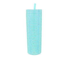 Load image into Gallery viewer, Bling Skinny Tumbler with Lids and Straws 16 oz Rhinestone Acrylic Tumblers Bulk Double Wall Plastic Water Bottles Reusable Diamond Cups
