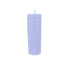 Load image into Gallery viewer, Bling Skinny Tumbler with Lids and Straws 16 oz Rhinestone Acrylic Tumblers Bulk Double Wall Plastic Water Bottles Reusable Diamond Cups
