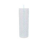Bling Skinny Tumbler with Lids and Straws 16 oz Rhinestone Acrylic Tumblers Bulk Double Wall Plastic Water Bottles Reusable Diamond Cups