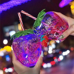 Transparent Strawberry Tumbler With Lid And Straw Kawaii Strawberry Cup