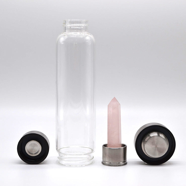 Rose Quartz Crystal Water Bottle