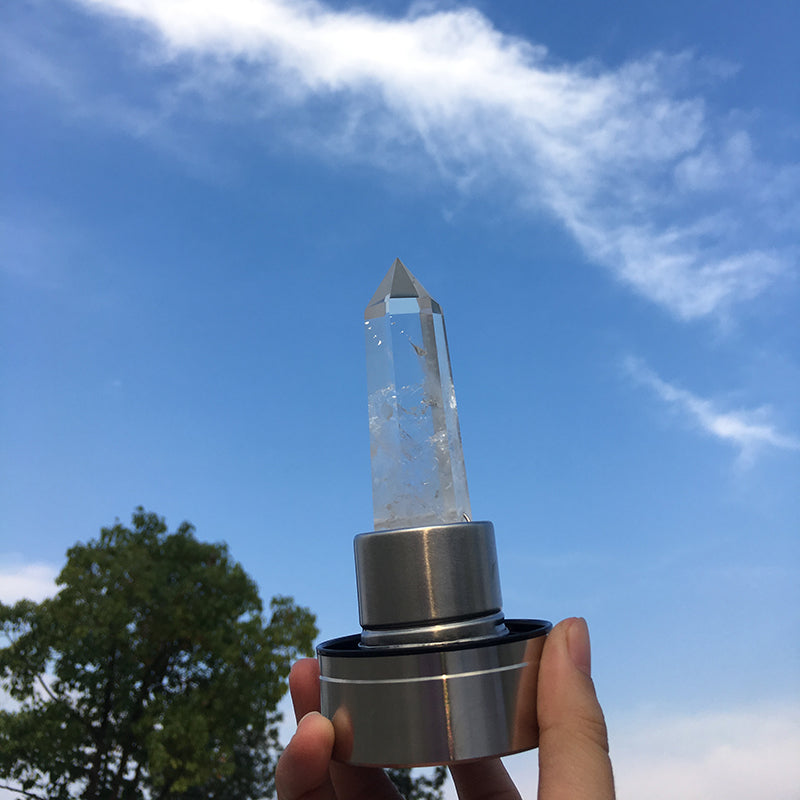 White Clear Quartz Crystal Water Bottle