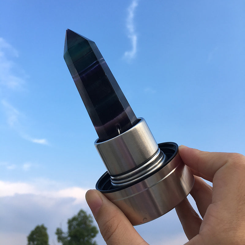 Natural Fluorite Crystal water bottle