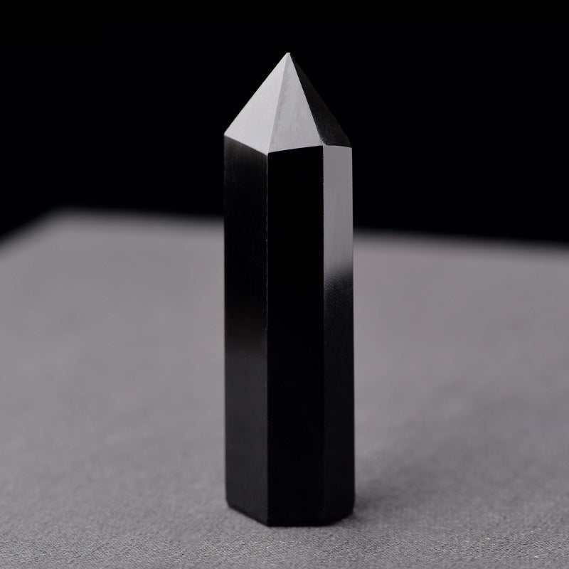 Black obsidian quartz glass water bottle