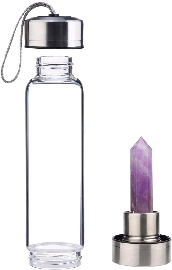 Amethyst quartz Energy Gem Healing Crystal Water Bottle