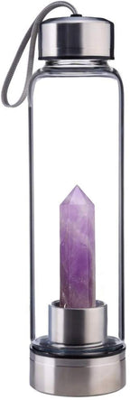 Amethyst quartz Energy Gem Healing Crystal Water Bottle