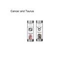 12 Constellation Zodic Lucky Natural Crystal Quartz Glass Water bottle(2pcs set)
