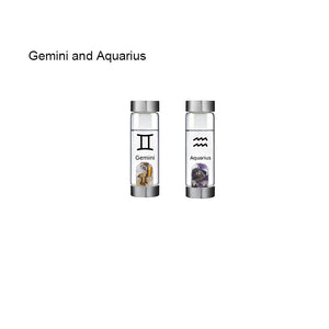 12 Constellation Zodic Lucky Natural Crystal Quartz Glass Water bottle(2pcs set)