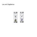 12 Constellation Zodic Lucky Natural Crystal Quartz Glass Water bottle(2pcs set)