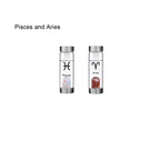 12 Constellation Zodic Lucky Natural Crystal Quartz Glass Water bottle(2pcs set)