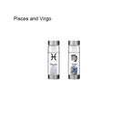 12 Constellation Zodic Lucky Natural Crystal Quartz Glass Water bottle(2pcs set)