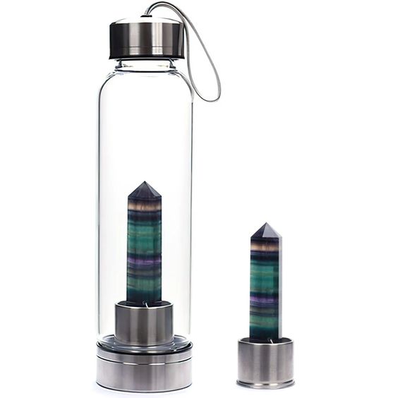 Natural Fluorite Crystal water bottle