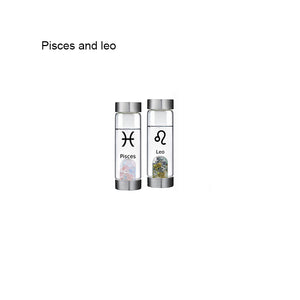 12 Constellation Zodic Lucky Natural Crystal Quartz Glass Water bottle(2pcs set)